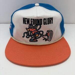 New Found Glory Pop Punks Not Dead Snapback Hat Cap Trucker Y2K Orange & Blue